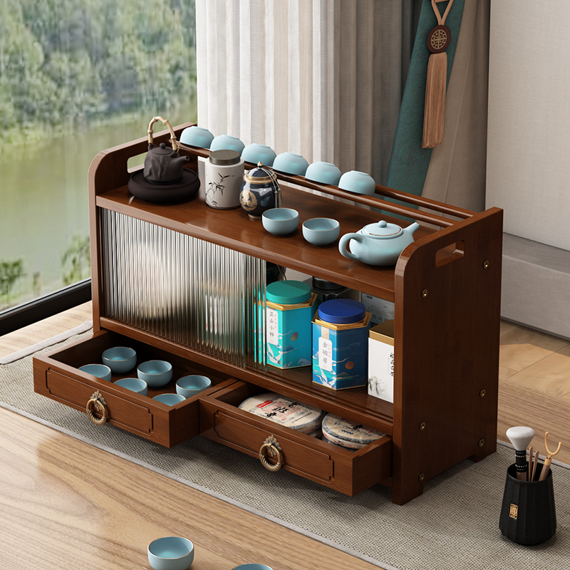 Room Divider Bamboo - Masaüstü Çay Seti Vitrin Küçük Bardak