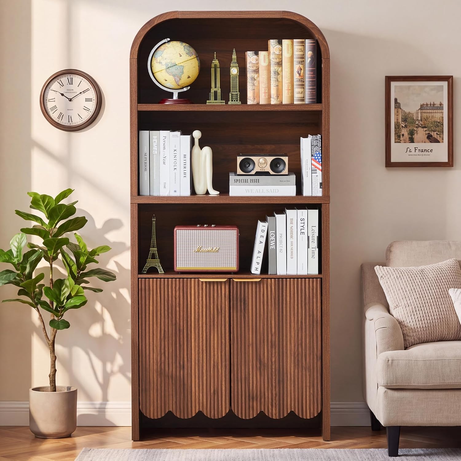 Bookshelf 5 Tier - 71 inç Yüksekliğinde Kavisli Kitaplık, 5