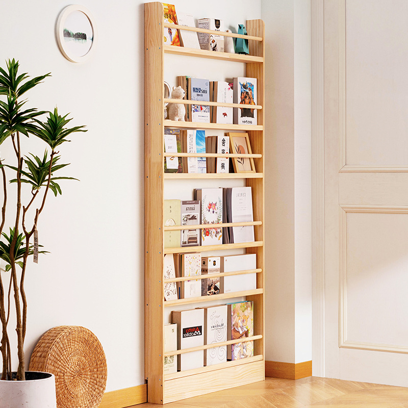 Bookshelf 5 Tier - Masif Ahşap Ultra İnce Kitaplık Kapı