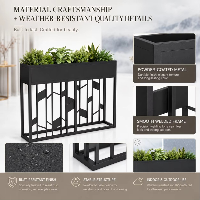 Mat Siyah Metal Saksı Kutusu 8 - Room Divider Bamboo incelemesi ve fiyatı