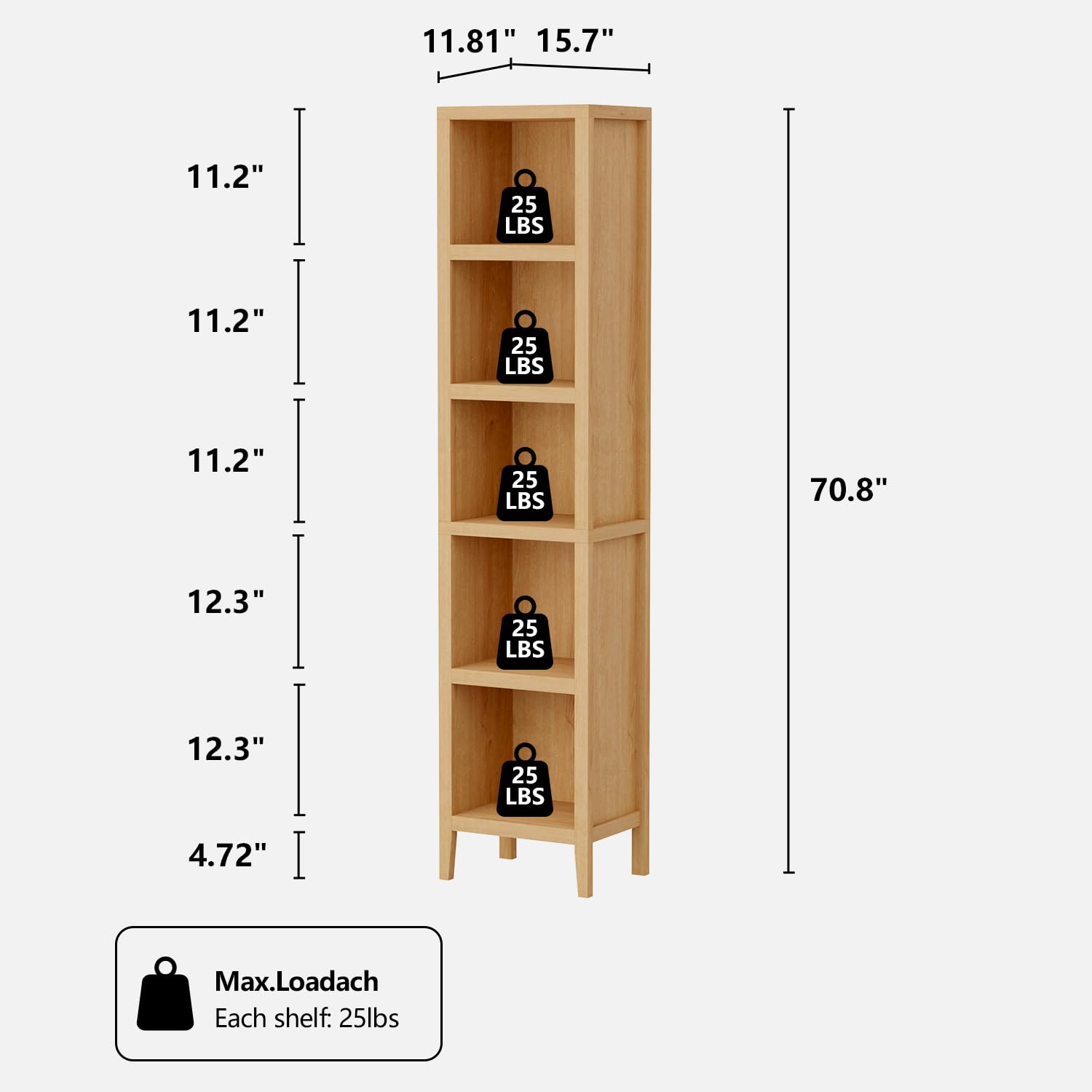 70 inç Yüksekliğinde Dar Kitap - Bookshelf 5 Tier incelemesi ve fiyatı