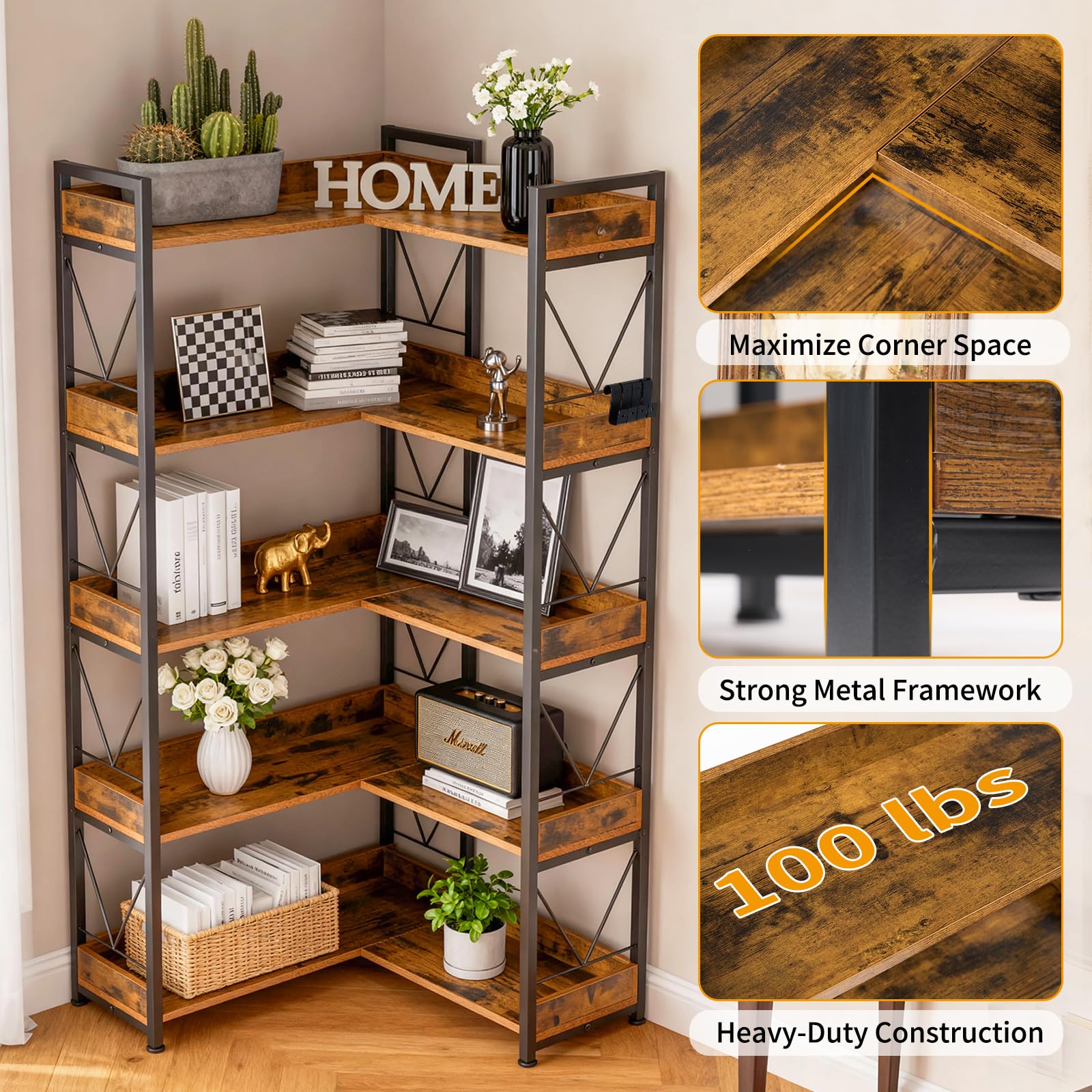 JHK 65 inç L Şeklinde Kitaplık - Bookshelf 5 Tier incelemesi ve fiyatı