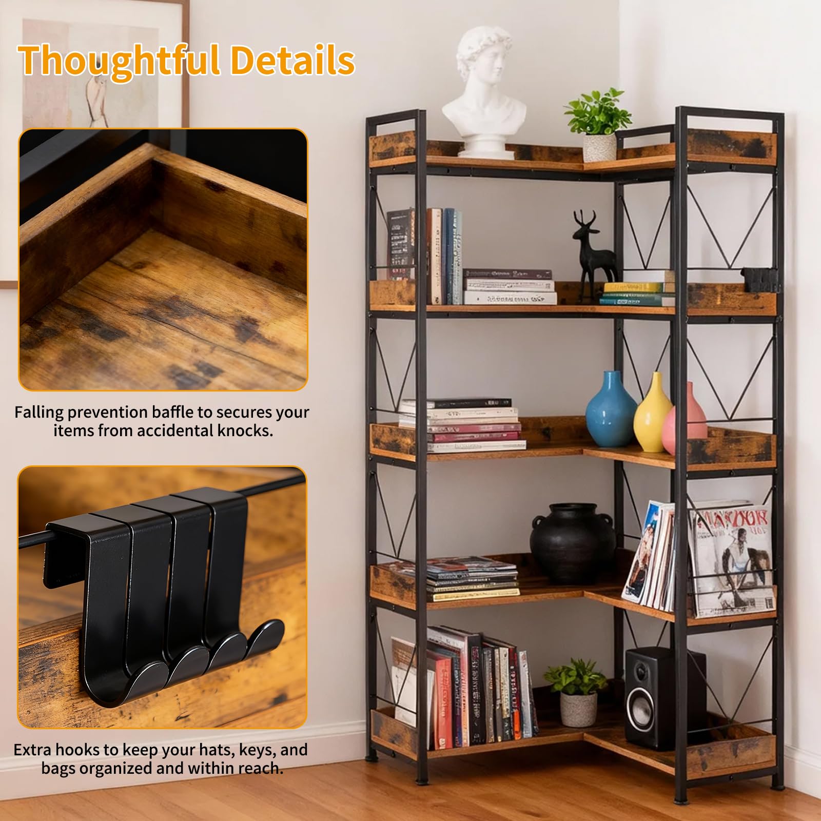 JHK 65 inç L Şeklinde Kitaplık - Bookshelf 5 Tier incelemesi ve fiyatı