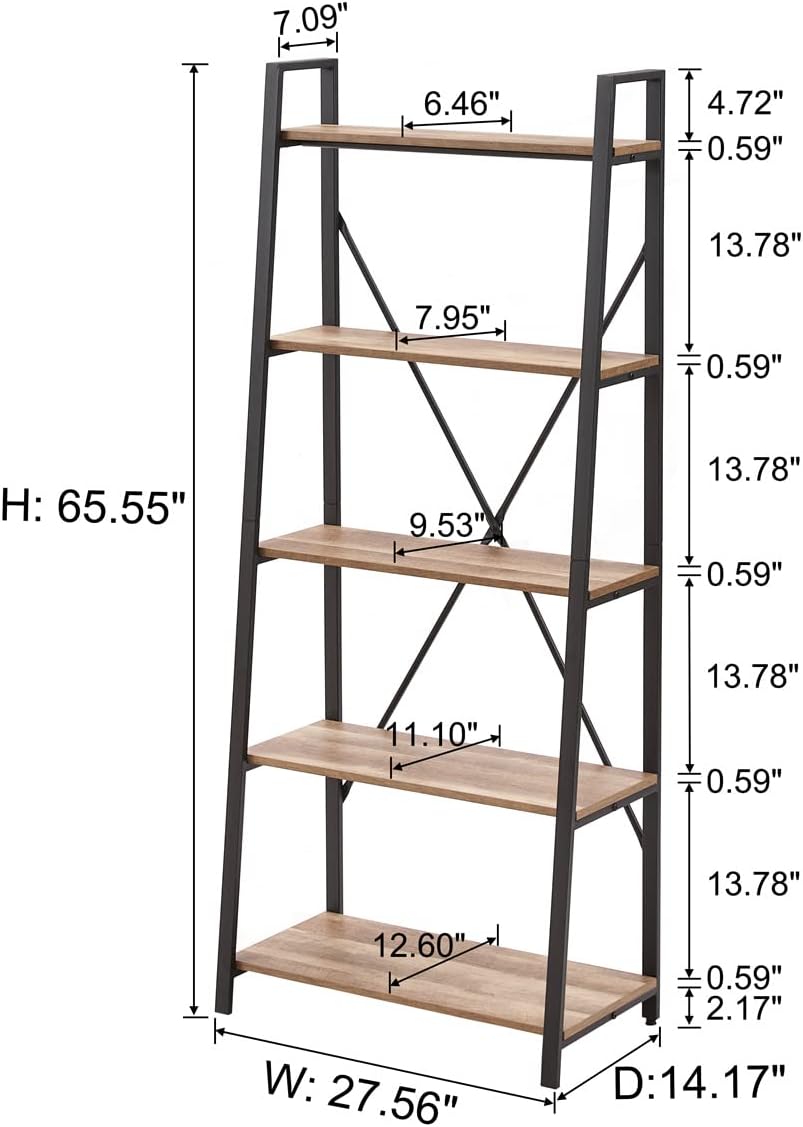 Vintage Meşe 5 Katmanlı Endüst - Bookshelf 5 Tier incelemesi ve fiyatı