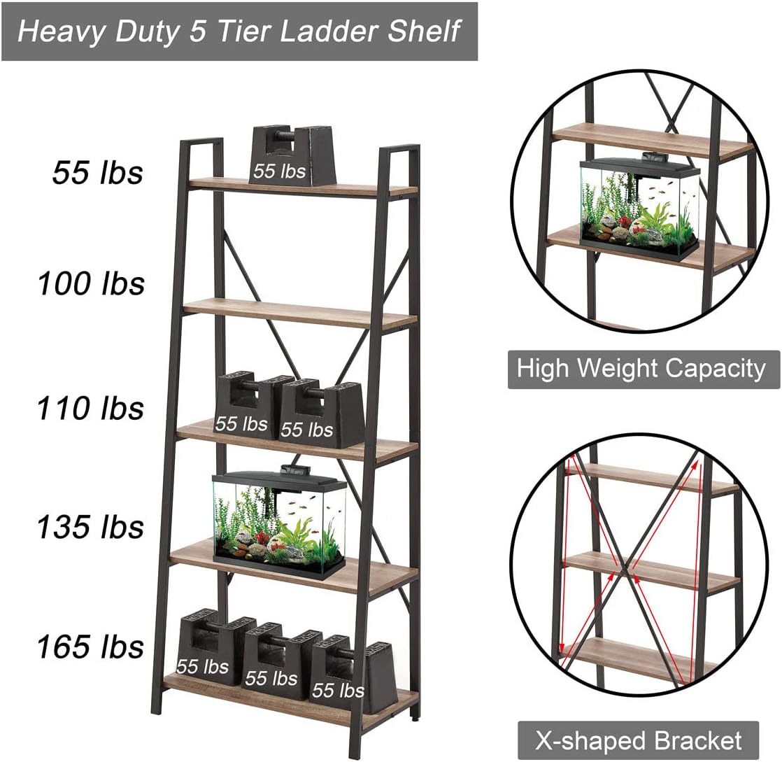 Vintage Meşe 5 Katmanlı Endüst - Bookshelf 5 Tier incelemesi ve fiyatı