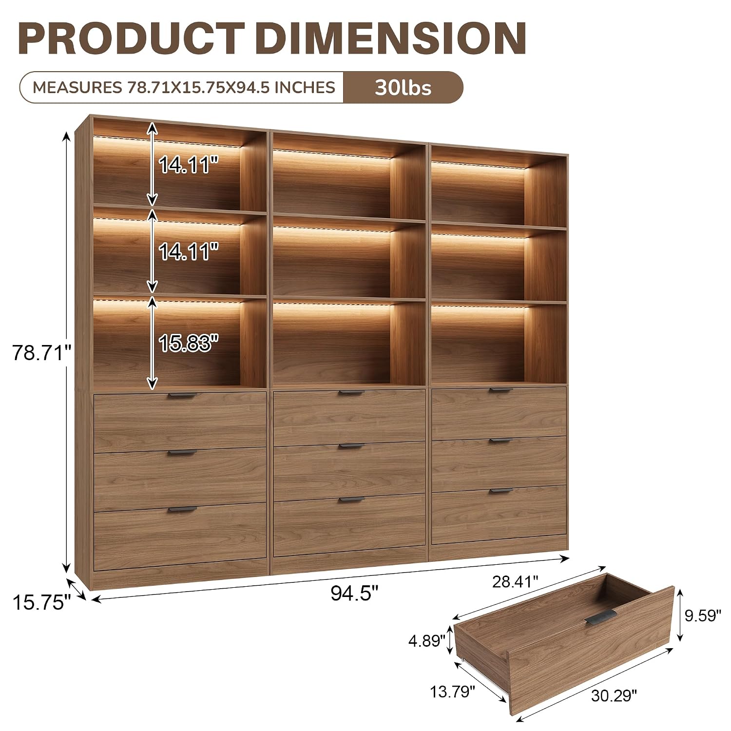3 Adet Işıklı Kitaplık, 5 Katm - Bookshelf 5 Tier incelemesi ve fiyatı