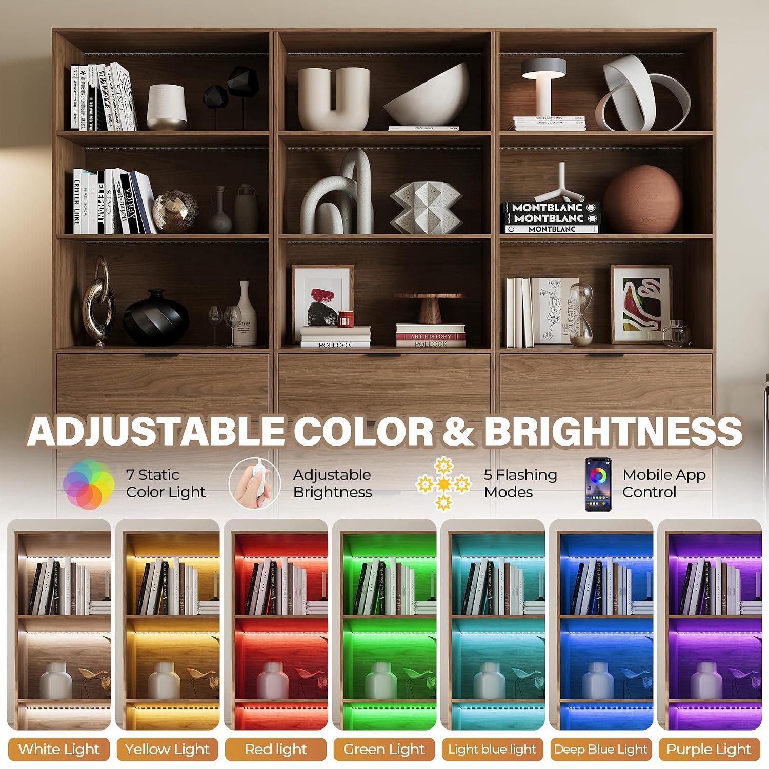 3 Adet Işıklı Kitaplık, 5 Katm - Bookshelf 5 Tier incelemesi ve fiyatı