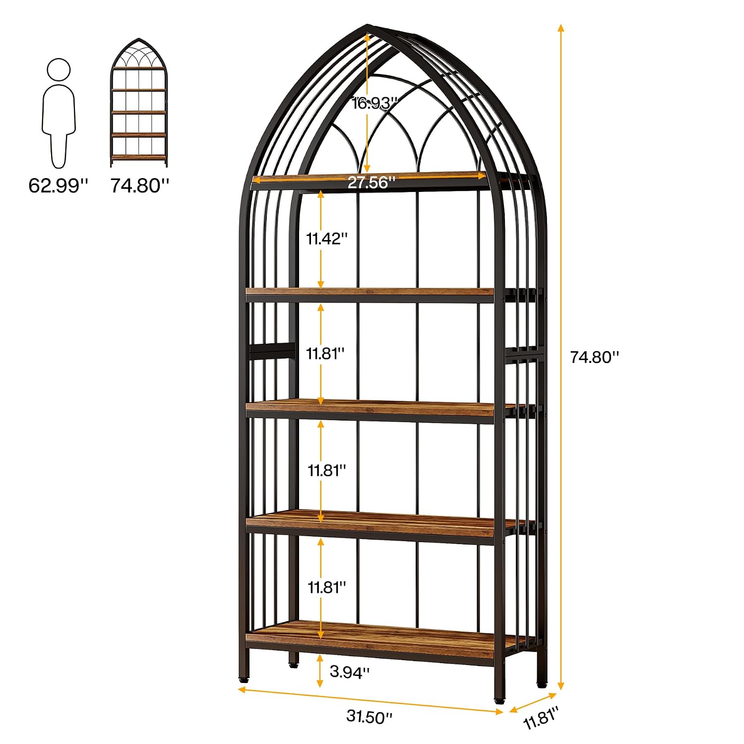 5 Katlı, 74,8 inç Yüksekliğind - Bookshelf 5 Tier incelemesi ve fiyatı